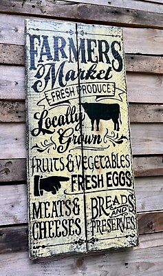 #ad Handmade Hanging Farmhouse Primitive Hand Painted Home Décor amp; Signs Farmers Mkt $23.00