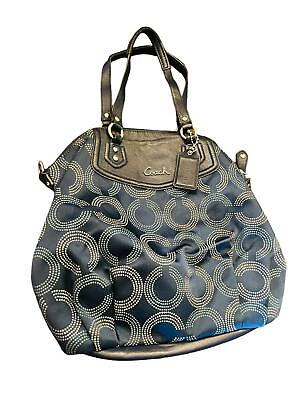 #ad #ad Coach Blue Ashley Dotted OP Art North South Satchel Shoulder Bag Purse F25183 $60.00