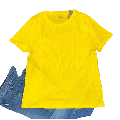 #ad NWT J. Crew Bright Sun Yellow Vintage Cotton Crewneck T Shirt SIZE LARGE $25.00