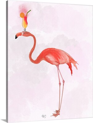#ad Flamingo and Cocktail 4 Canvas Wall Art Print Flamingo Home Decor $309.99