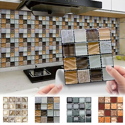 10x Self Adhesive Waterproof Tile Wallpaper Crystal Wall Kitchen Bathroom Stick $6.90