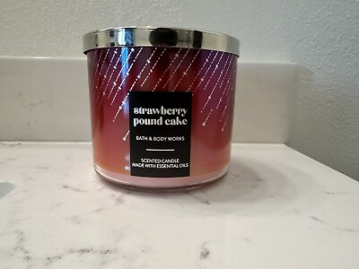 #ad NEW Bath amp; Body Works Strawberry Pound Cake 3 Wick Candle 14.5 oz $29.98