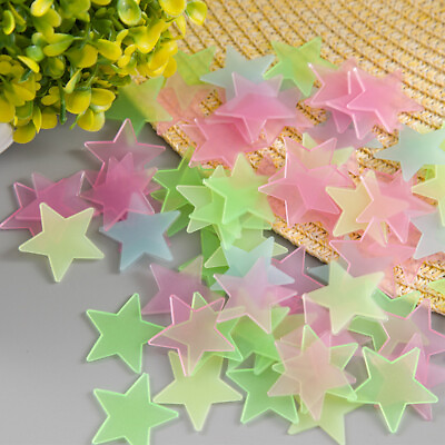 #ad 100PCS 3D Stars Glow In The Dark Luminous Fluorescent DIY Wall Sticker Kids Room $6.64