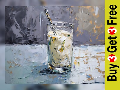 #ad Artistic Milk Glass Oil Painting Print Modern Kitchen Art Decor 5quot; x 7quot; GBP 4.49