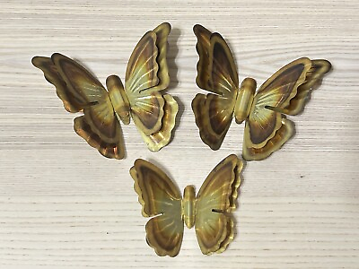 #ad Set Of 3 Vintage Copper Metal Brass Butterflies Wall Decor $15.99