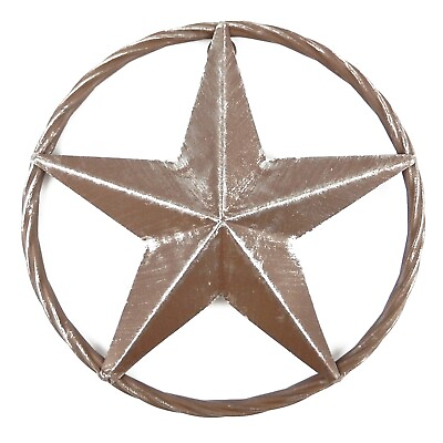 #ad Rustic Barn Star Brown Silver Tin Metal Rope Ring Texas Wall Decor 8 inch $16.95