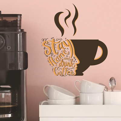 #ad Kitchen Stickers Wall Decor Coffee Cup Wall Stickers for Kitchen Stay Home and D $13.70