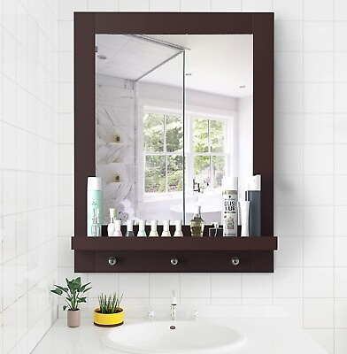 #ad Wall Mirror with Shelf Square Makeup Mirror Wall Hanging Mirror Vanity Mirror $35.98