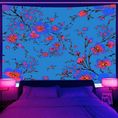 #ad Peach Blossom Large Wall Art Blacklight Poster UV Reactive Tapestry Wall Hanging $18.98