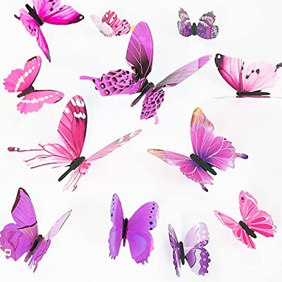 #ad 48 PCS Butterfly Wall Decor for Wall 3D Butterflies Wall Decals Stickers Home $18.21