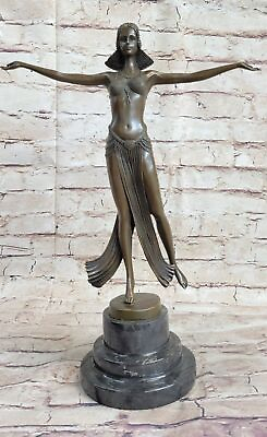#ad Art Nouveau Turkish Arabian Belly Semi Nude Dancer Bronze Sculpture Figurine NR $179.50