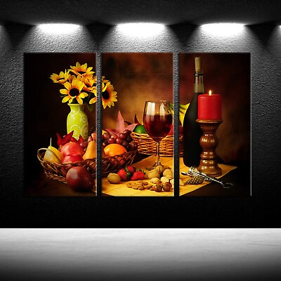 #ad #ad iKNOW FOTO Large Kitchen Canvas Wall Art Vintage Fruits Flowers Artwork Retro... $105.58