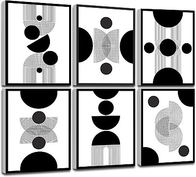 #ad FRAMED Abstract Wall Art Modern Black and White Wall Art Abstract Geometric Wa $45.99
