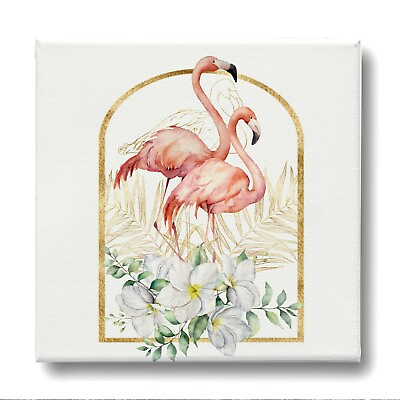 #ad Framed Canvas Wall Art Painting Print Room Elegant Floral Flamingo Bird BIRD012 $18.99
