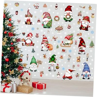 #ad Christmass Wall Stickers Decoration 12 Sheets Christmas Wall Decals Gnome $22.03