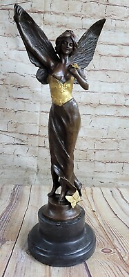 #ad Art Deco Butterfly Angel Nymph Fairy Fantasy Art Collector Bronze Marble Statue $149.50