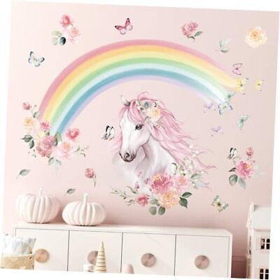 #ad Large Rainbow Wall Decals Flower Peel and Stick Wall Art Stickers for Horse $26.99