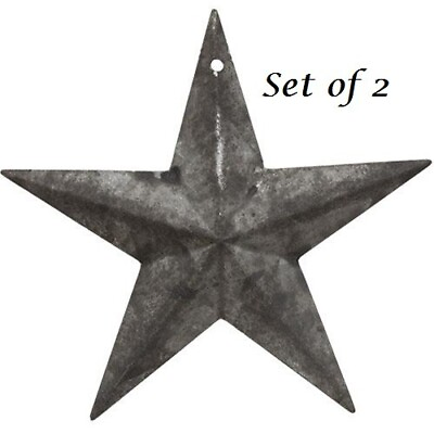 #ad NEW Primitive GALVANIZED Barn Star GRAY 2pcs Dimensional Aged Metal 5 3 8quot; W $5.20