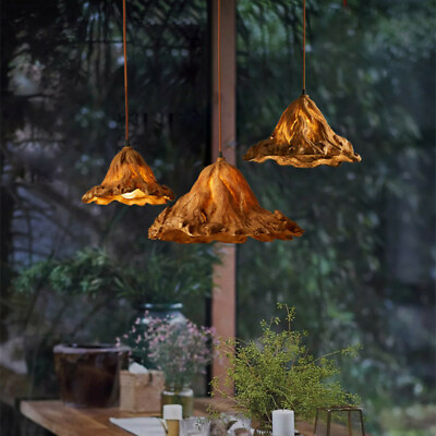 #ad Rustic Country Resin Lotus Leaf Shade LED Kitchen Ceiling Pendant Lights Loft $119.59