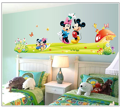 #ad HUGE mickey amp; minnie mouse Removable Wall Stickers Decal Kids Home Decor $7.71