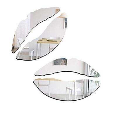 #ad 3D Mirror Wall Stickers for Walls 2 Sets Kiss Stickers Acrylic DIY Self Lips $19.70