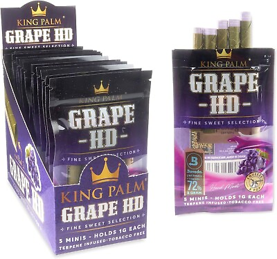 #ad King Palm Mini Grape HD Palm Leaf Rolls 15 Packs of 5 Each = 75 Rolls $65.99