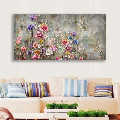 #ad Flower Abstract Wall Art Painting Poster Print on Canvas Living Room Home Decor $15.59