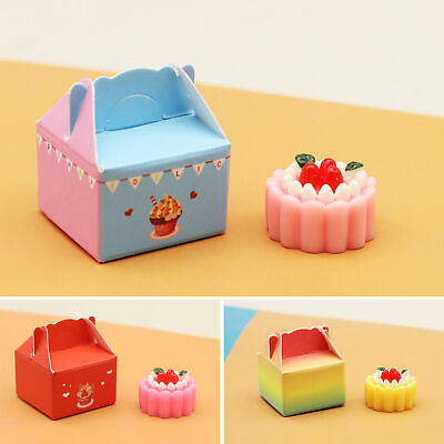 #ad 1 Set Doll Boxed Cake Fine Workmanship Decorative Play House Miniature Kitchen $8.38