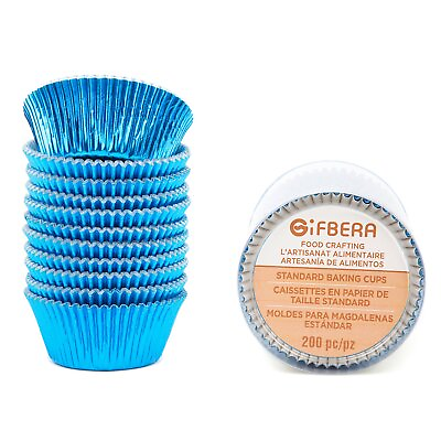 #ad Gifbera Blue Foil Cupcake Liners Standard Muffin Wrappers for Baking 200 Count $14.65