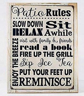 #ad Patio Rules Metal Signs Vintage Home Decor Wall Art Plaque Tin Warning Sign 12X8 $22.32
