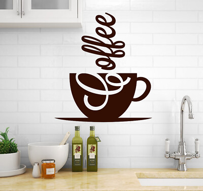 #ad Coffee Fan Decal Kitchen Wall Removable Café Restaurant Sticker Room Décor AA034 $37.99