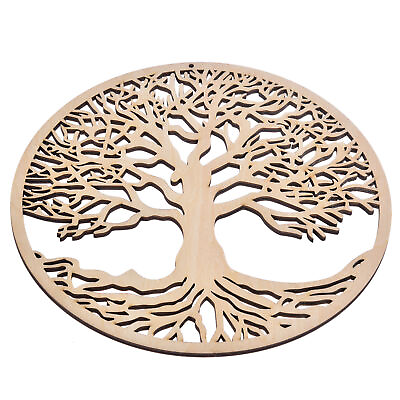 #ad Life Tree Small Hanging Wooden Wall Art Decor Large Coaster 11in Diameter $18.26