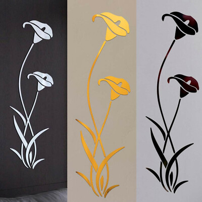 #ad 3D Diy Flower Shape Acrylic Wall Sticker Home Office Wall Stickers Decoration $11.98