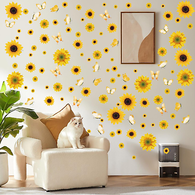 #ad Sunflower Peel and Stick Wall Decals Sunflower Decorations for Bedroom Kitchen $17.63