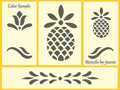 #ad Stencil Prim Welcome Pineapple Tulip Folk Art Leaf Motif Border DIY Craft Signs $13.95