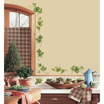 38 New Evergreen Ivy Wall Decals Country Kitchen Decor Green Leaves Border Vines $16.99