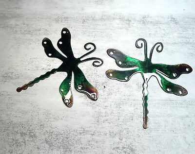 #ad Dragonfly Pair Royal Green Tinged Copper Metal Wall Art 7quot; x 6 3 4quot; $27.98