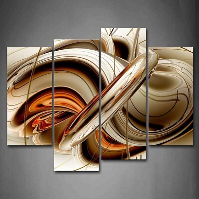 #ad Abstract Orange Brown White Lines Wall Art Painting The Picture Print On Ca... $73.27