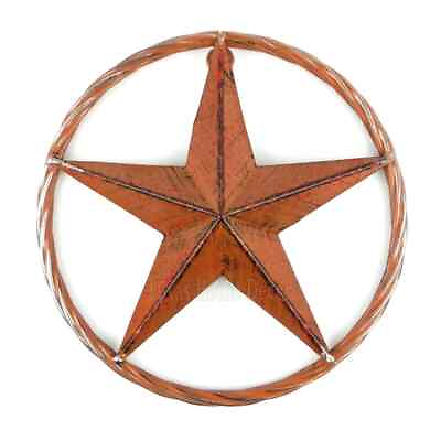 #ad Barn Star Rust Red Rustic Tin Metal Rope Like Ring Texas Wall Decor 8 inch $16.95
