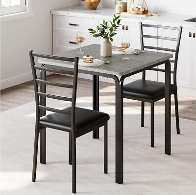 #ad 3 Piece Dining Set Kitchen Table And Chairs Open Box $85.00