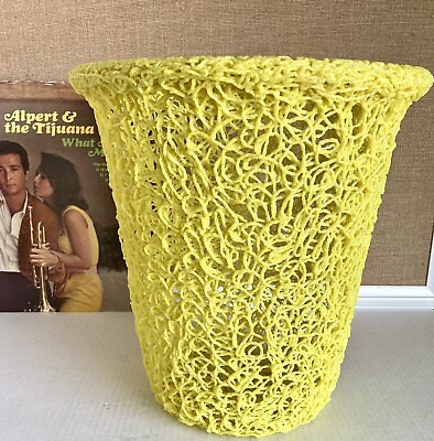 #ad Mid Century Modern Waste Basket Drizzled Spaghetti Plastic Wastebasket 12.5quot; MCM $99.99