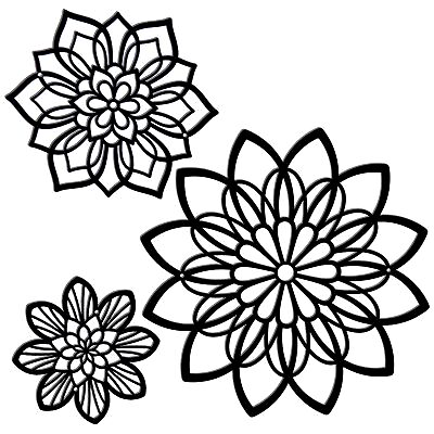 #ad 3 Pieces Metal Flowers Wall Decor Black Wall Decor Flower Art Wall Decor Farm... $19.02