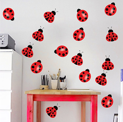 #ad Nursery Lady Bug Wall Decal Mural Cute Insects Lady Bird Kids Room Outdoors d04 $37.95