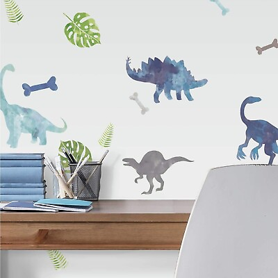 #ad Roommates RMK4101SCS Watercolor Dinosaur Peel and Stick 18 Wall Decals $15.99