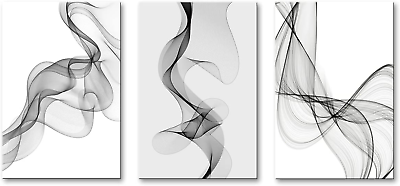 #ad Black and White Abstract Line Wall Art Canvas Painting 3Pcs Print Picture Modern $165.29