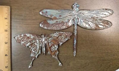 #ad small metal decor butterfly dragonfly vintage rusty $10.80
