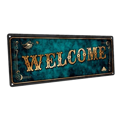 #ad Blue Welcome Metal Sign; Wall Decor for Home and Office $19.99