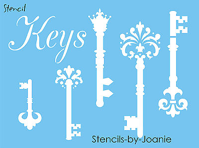 #ad Victorian Keys Stencil French Shabby Cottage Fleur Decor Skeleton Key DIY Signs $14.95