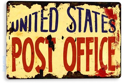 #ad TIN SIGN United States Post Office Rustic Mail Sign A184 $10.25