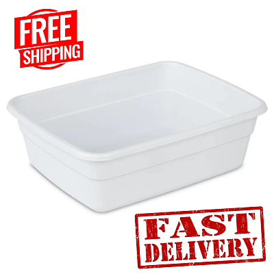 #ad #ad Sterilite 8 Quart Dishpan Plastic Small Kitchen Basin Dish Made in USA White NEW $6.40